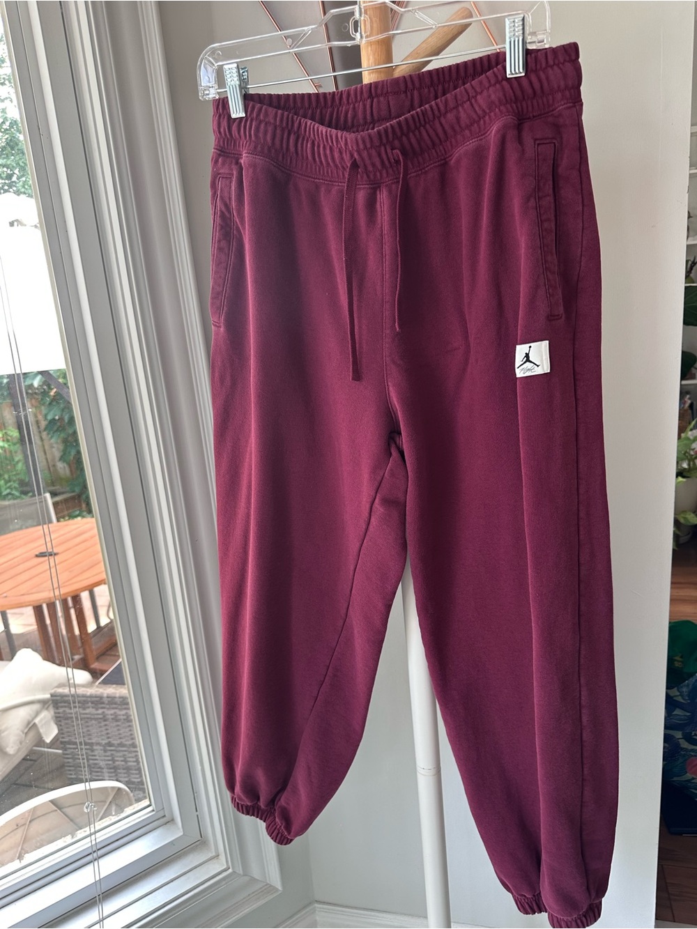JORDAN AIR FLIGHT Kid’s Youth Maroon Fleece Joggers Sweatpants Loose Pants Large